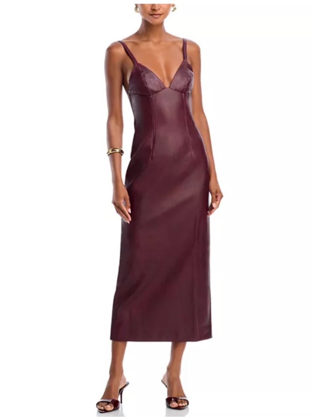 Bardot Burgundy Vegan Leather Dress